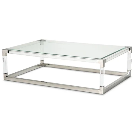 Rectangular Cocktail Table with Clear Glass Top